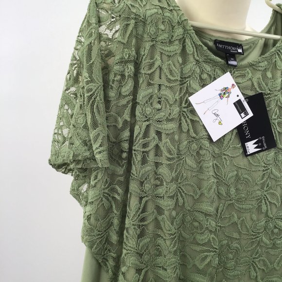 Anthony Original - Green layered lace sheath dress, size 2X, New with Tags - Picture 5 of 7